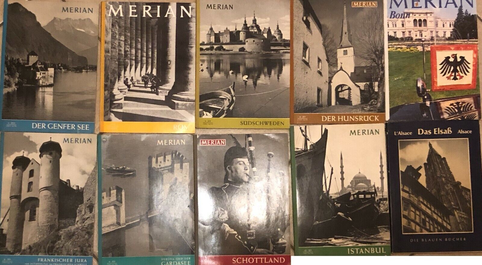 10 riviste in lingua tedesca (9 Merian+1 Das Elsass) di Aa.vv., Ee.vv.