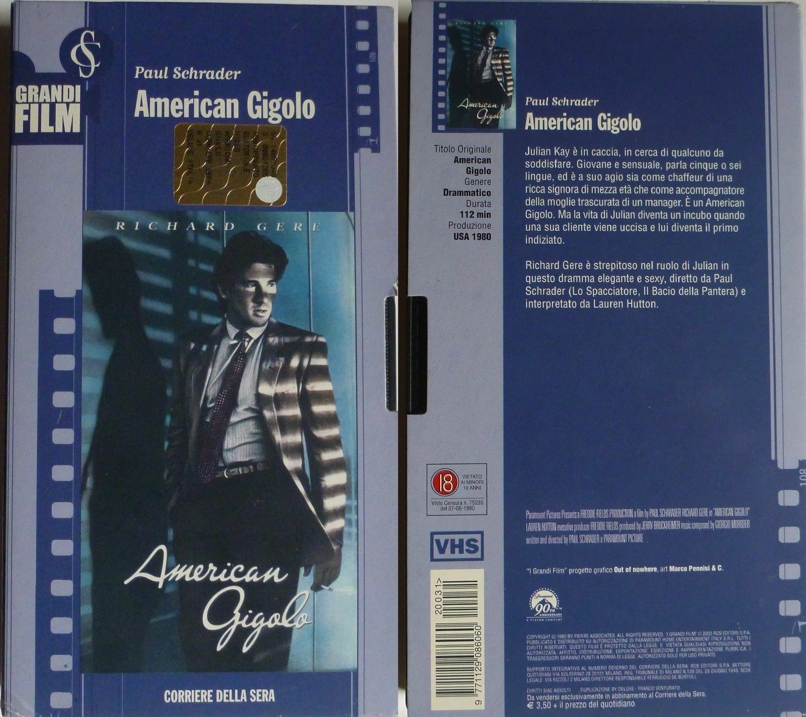American Gigol? - VHS - Richard Gere- corriere della sera -F