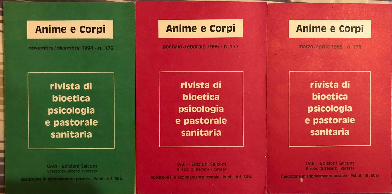 Anime e corpi nr.176-177-178 di AA.VV., 1995, OARI - Edizioni Salcom