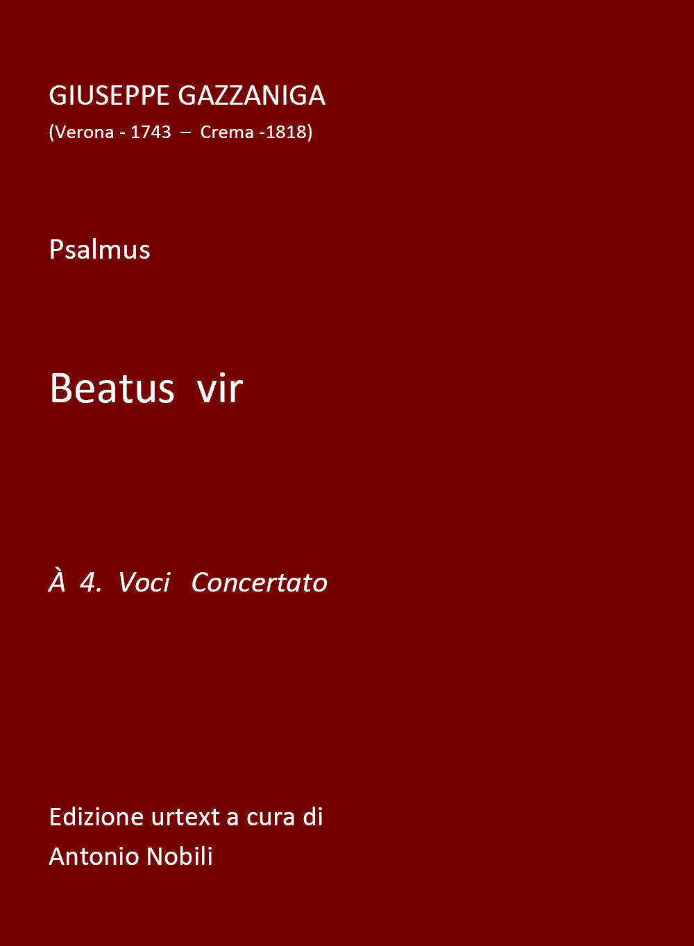 Beatus Vir di Antonio Nobili,  2019,  Youcanprint