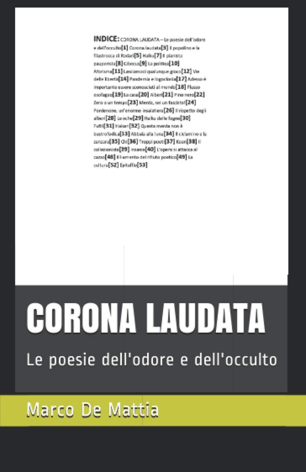 CORONA LAUDATA - Marco De Mattia - Independently Published, 2020