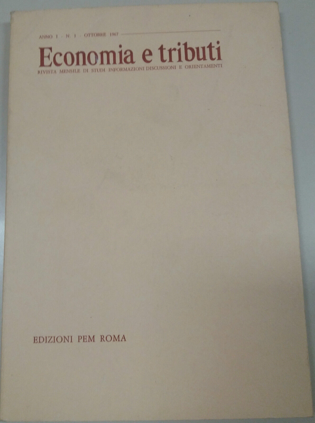 ECONOMIA E TRIBUTI - AA.VV - EDIZIONI PER ROMA - 1967 - M