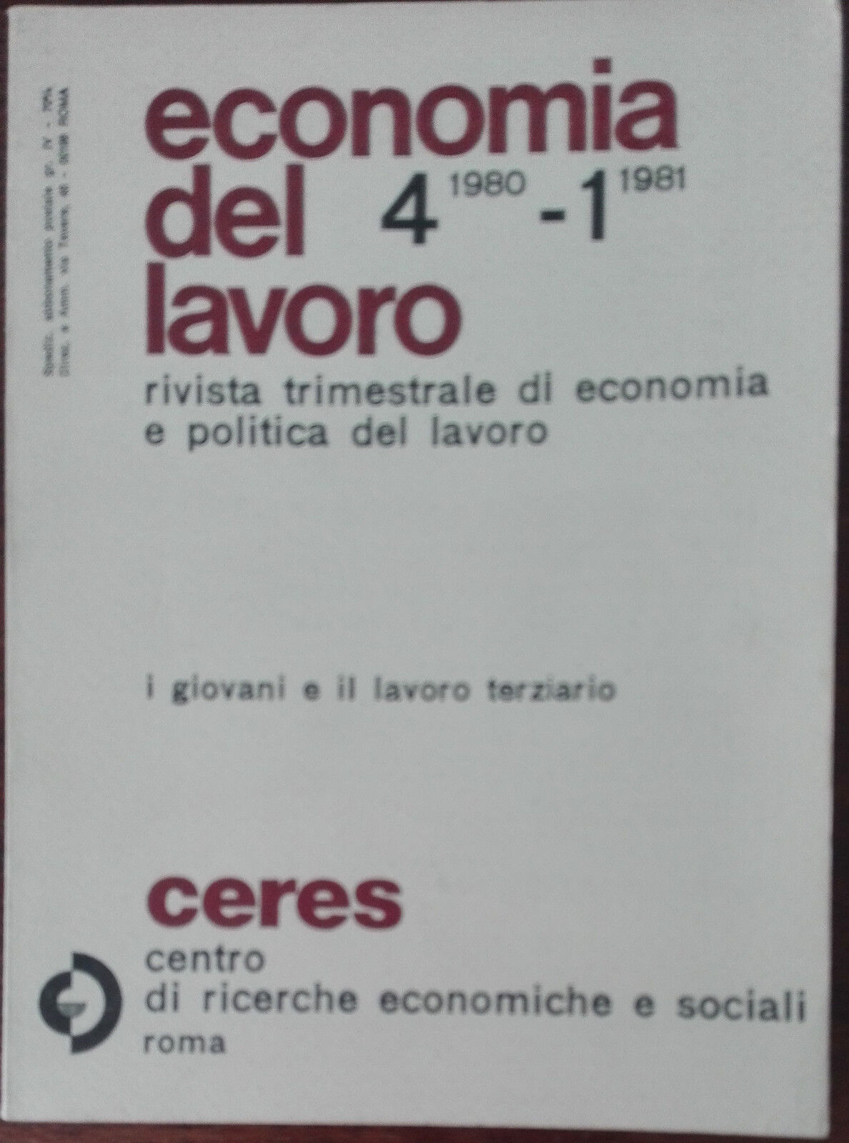 Economia del lavoro - AA.VV - Ceres,1981 - A