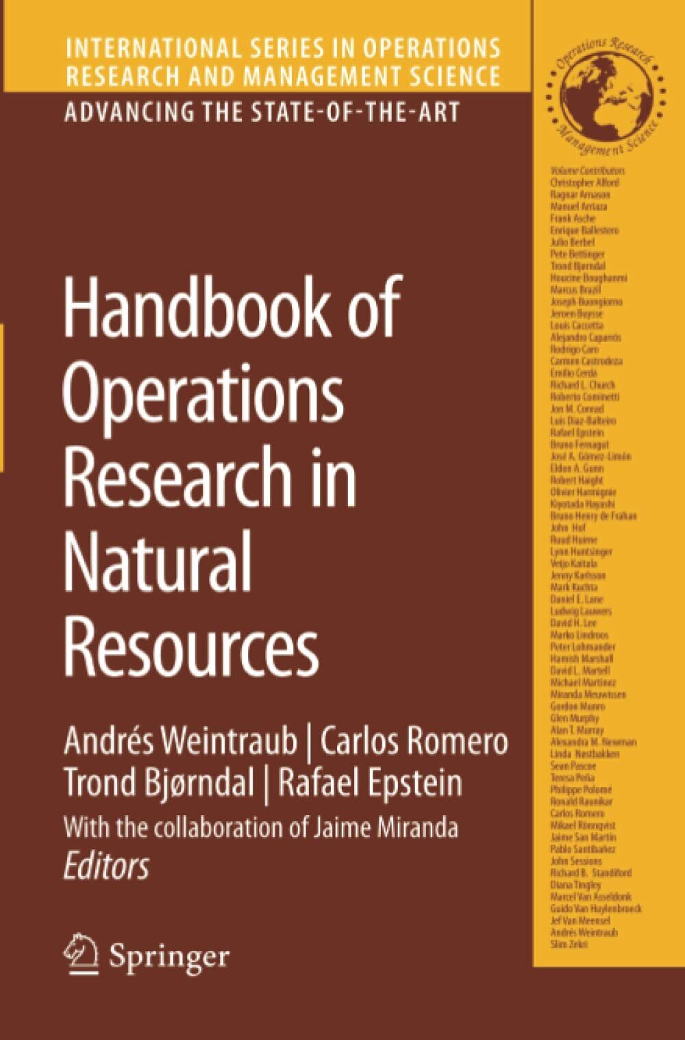 Handbook of Operations Research in Natural Resources - Andres Weintraub - 2010