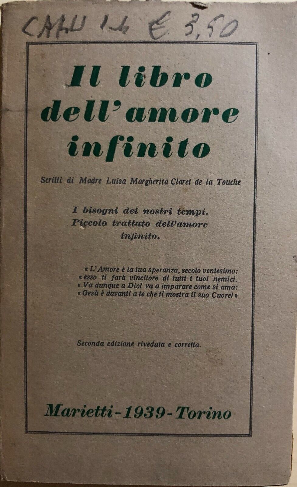 Il libro dell'amore infinito di Madre Luisa Margherita de la Touche, 1939, Marie