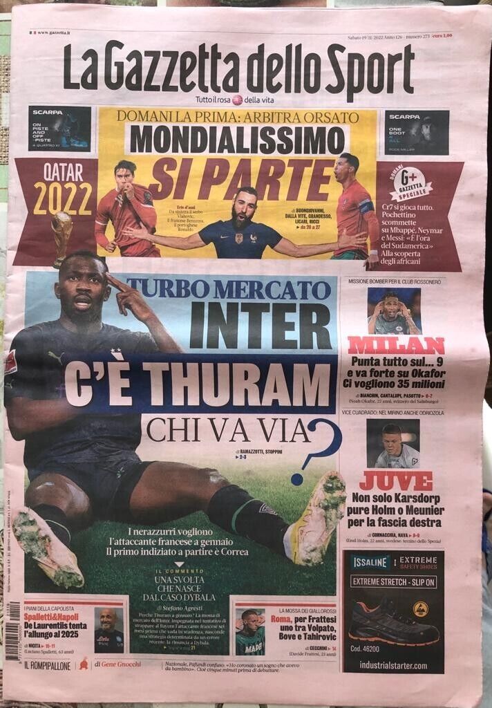  La Gazzetta dello Sport 19/11/2022 Inter c?? Thuram. Chi va via?+Sportweek n. 4