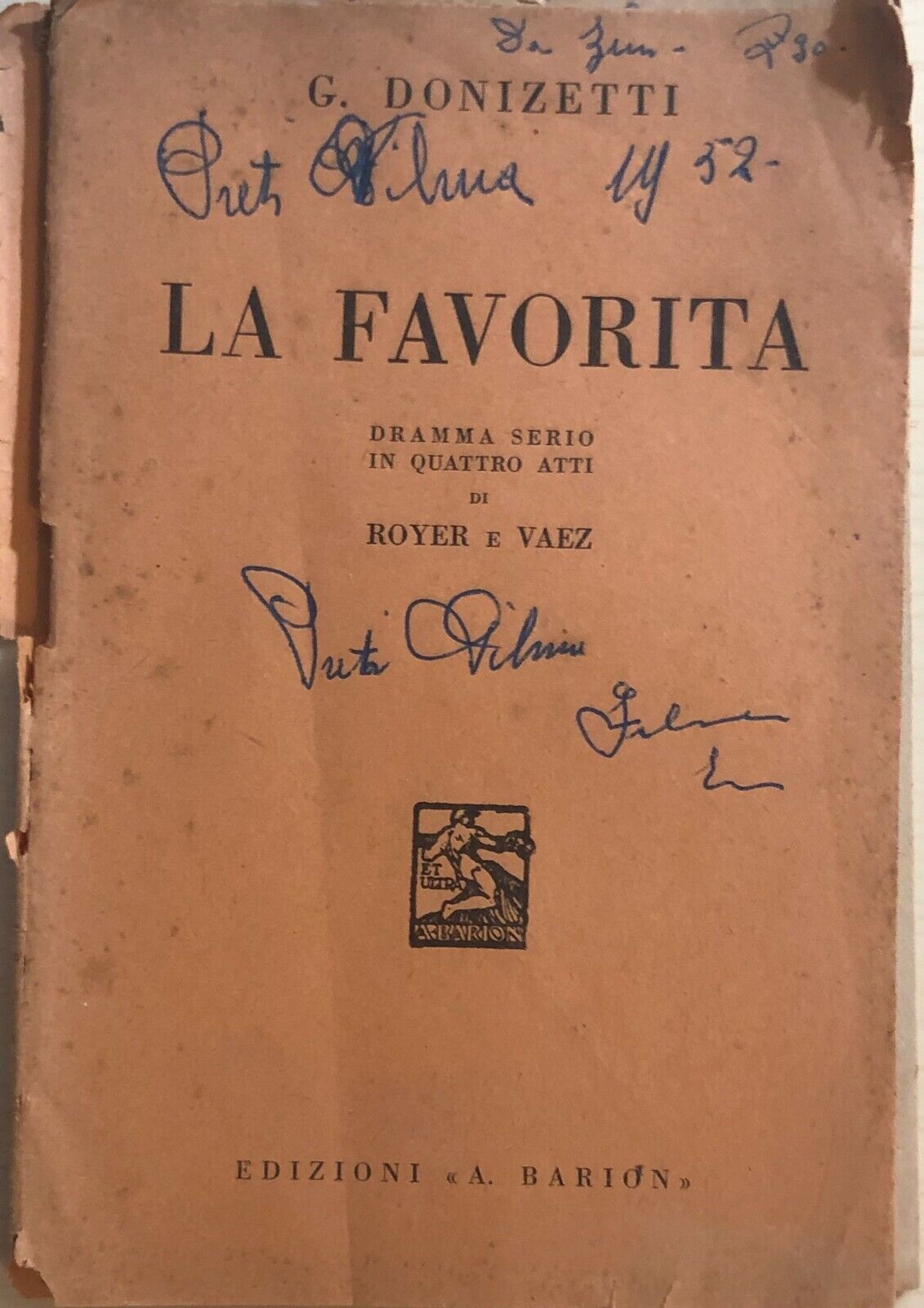 La favorita di G. Donizetti, 1942, Edizioni Barion