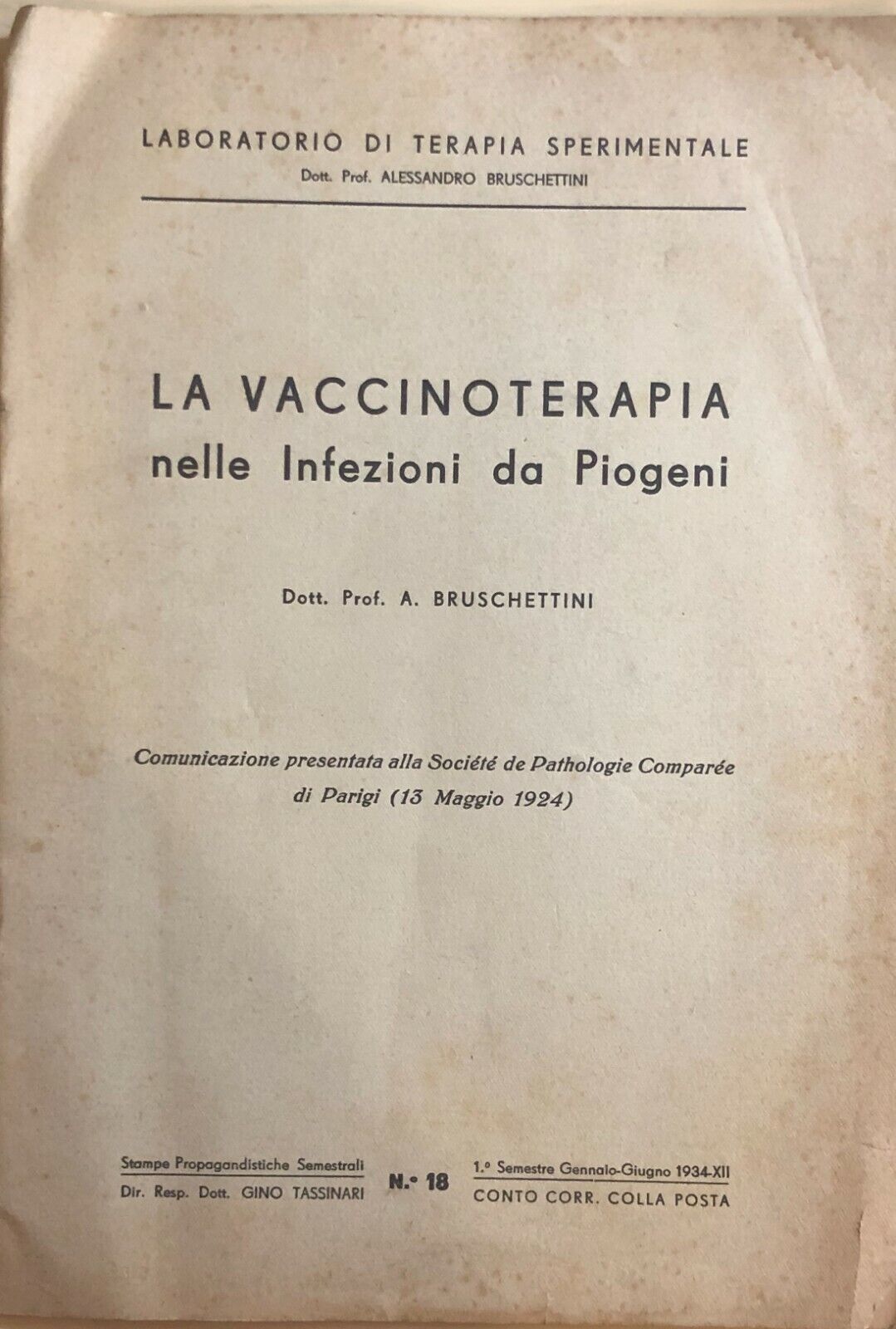 La vaccinoterapia nelle infezioni da piogeni di Dott. Prof. Alessandro Bruschett