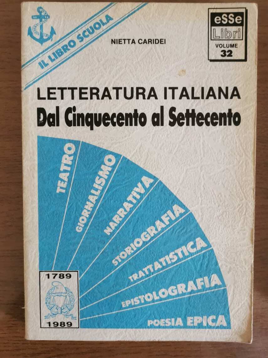 Letteratura italiana. Dal Cinquecento al Settecento-N.Caridei -Esselibri-1989-AR