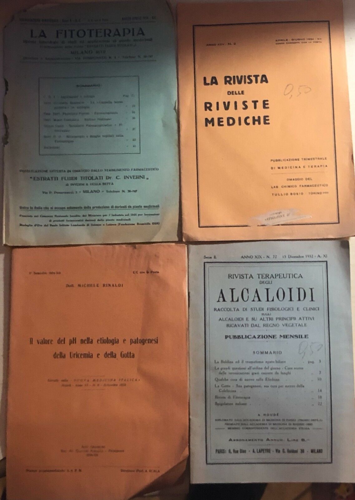 Lotto di 4 riviste terapeutiche 1934