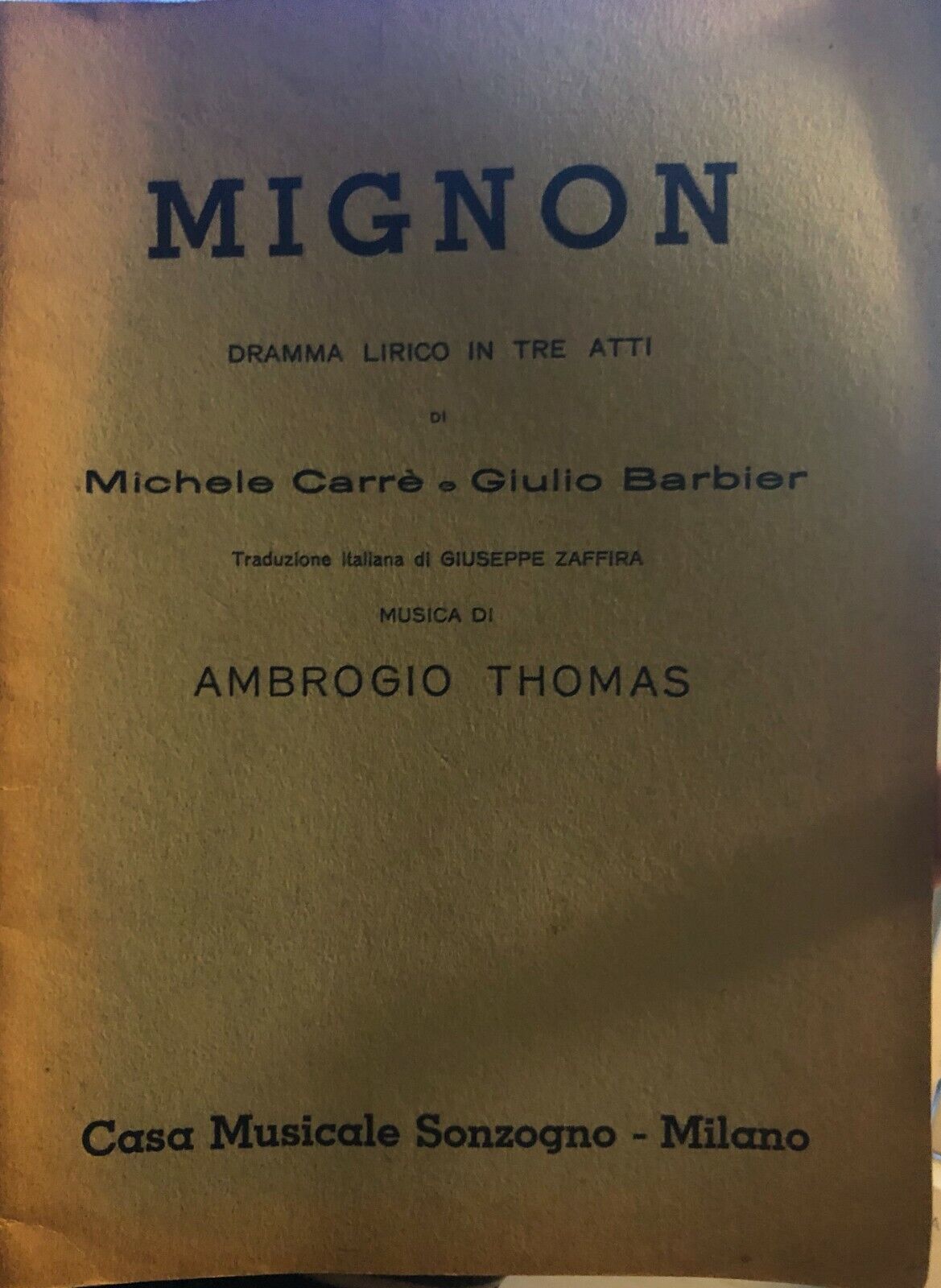 Mignon di Aa.vv., 1936, Casa Musicale Sonzogno Milano