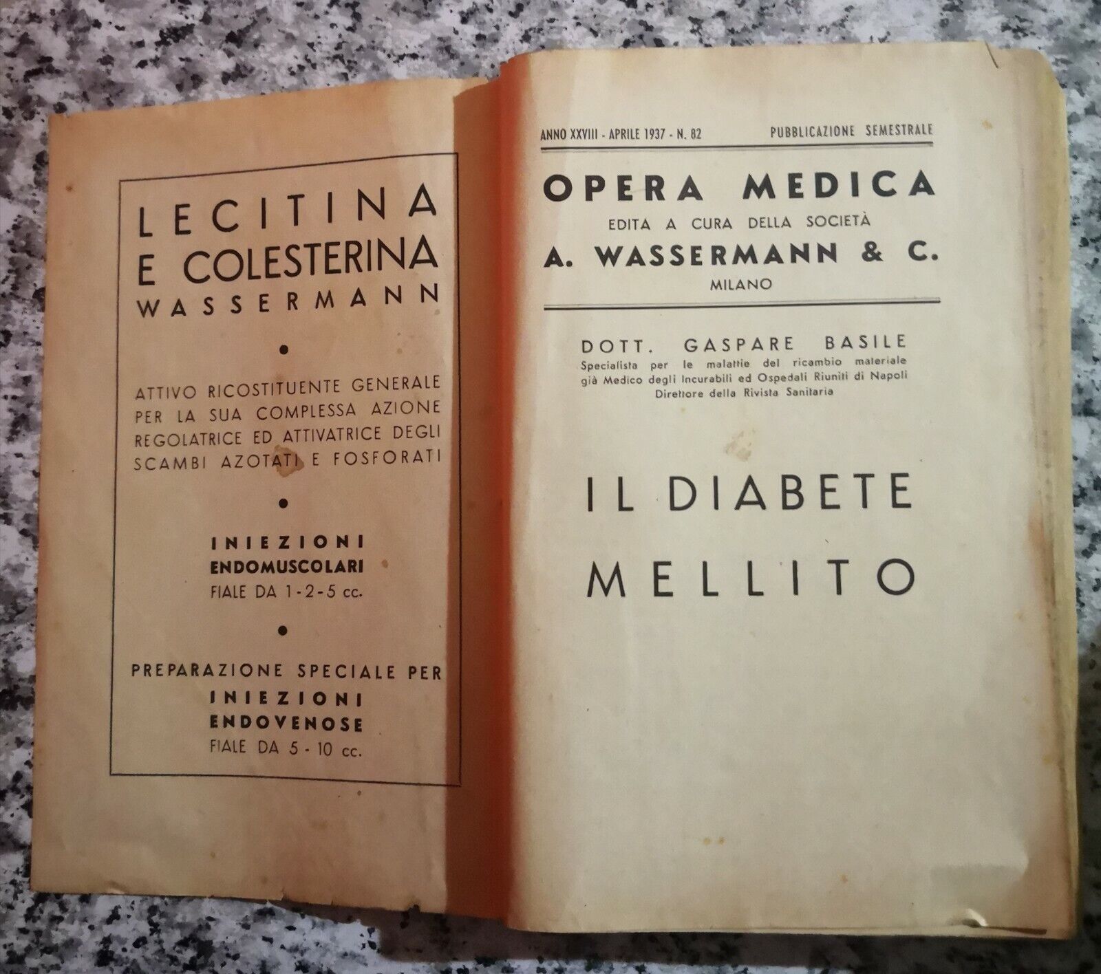  Opera medica ,il diabete mellito di Dott Gaspare Basile,  1937, Ed. Sormani -F