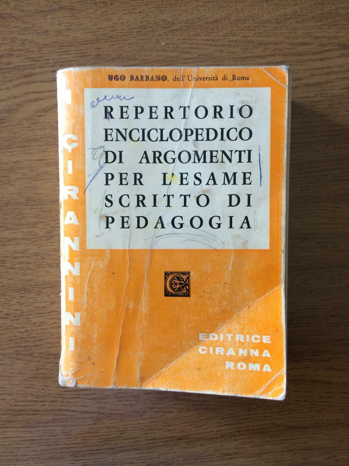 Reportorio enciclopedico... - Ugo Barbano - Ciranna Roma - 1972 - AR