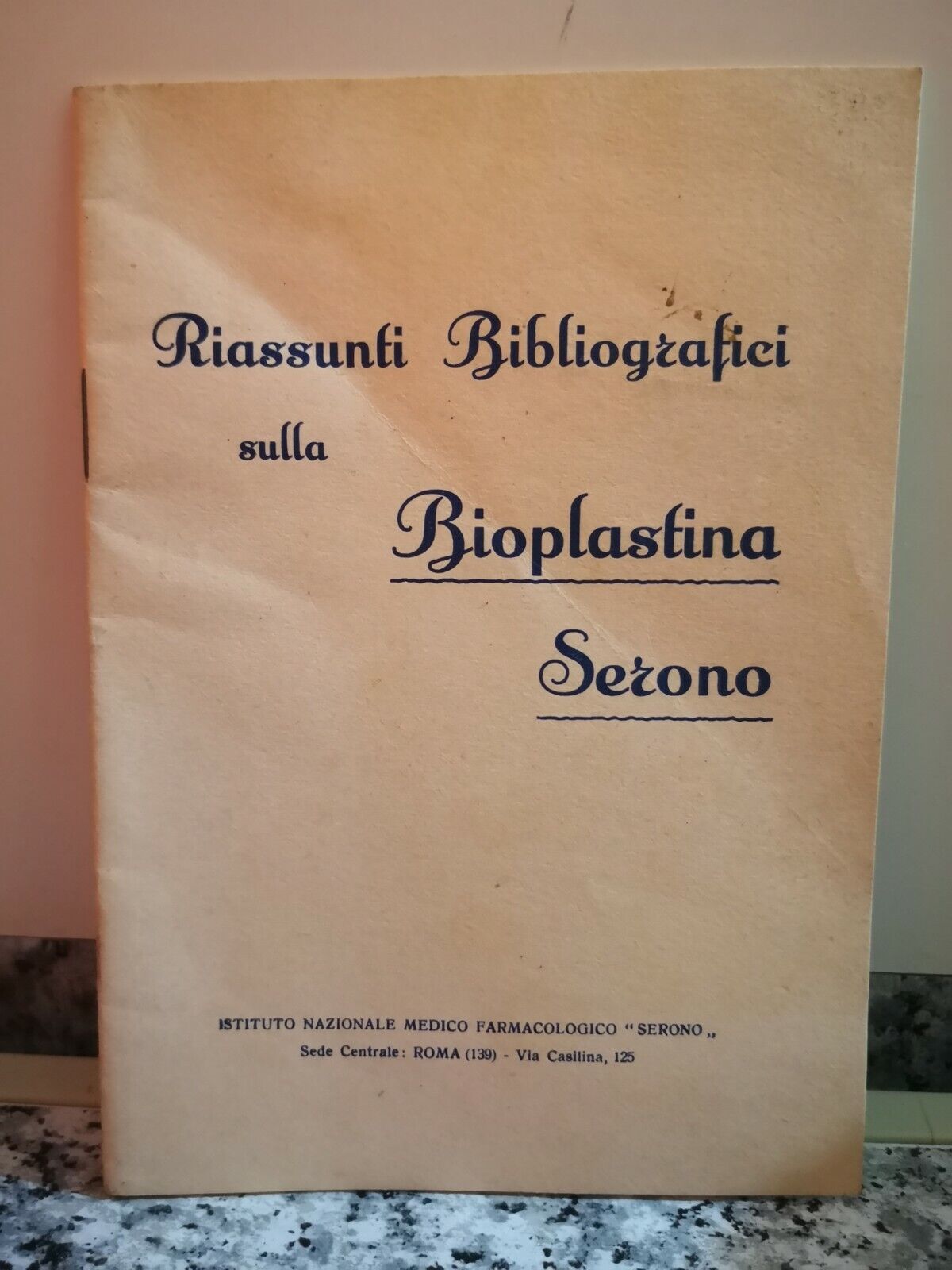 Riassunti Bibliografici sella Bioplastina Serono -  1933,  -F