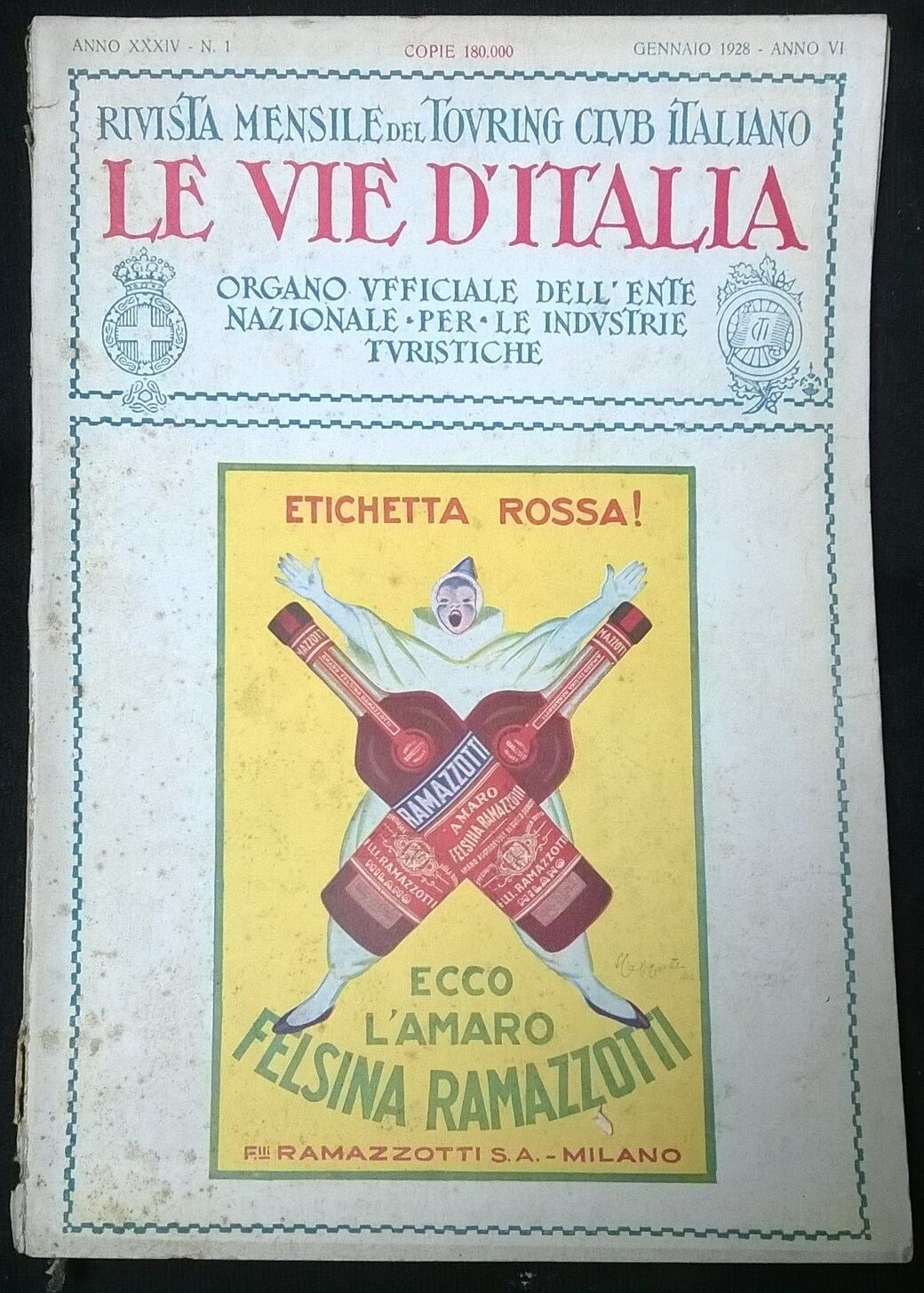 Rivista mensile - Le vie d'Italia - n.1 Gennaio 1928 - Touring club italiano - L