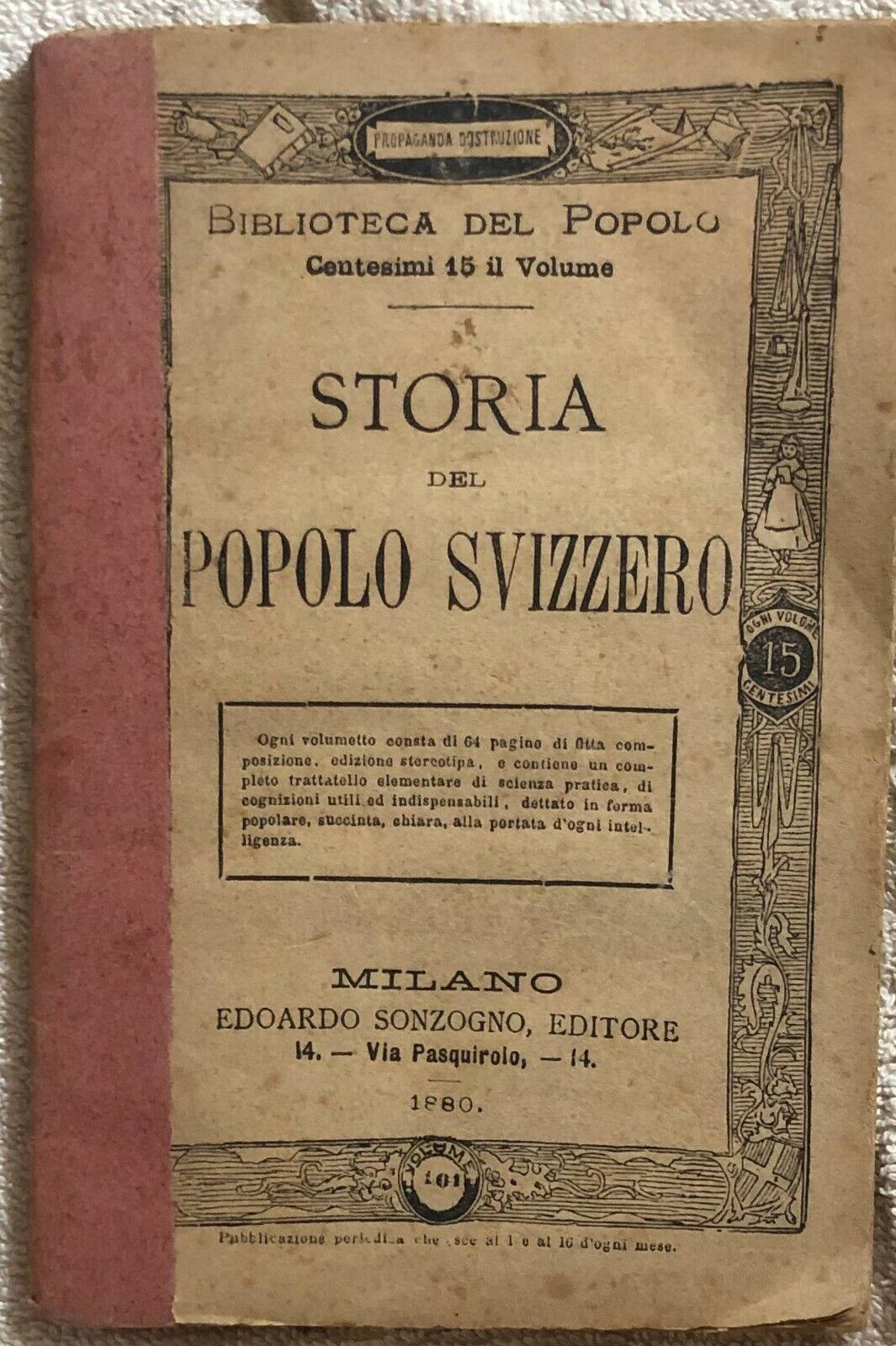 Storia del popolo svizzero di Aa.vv.,  1880,  Sonzogno