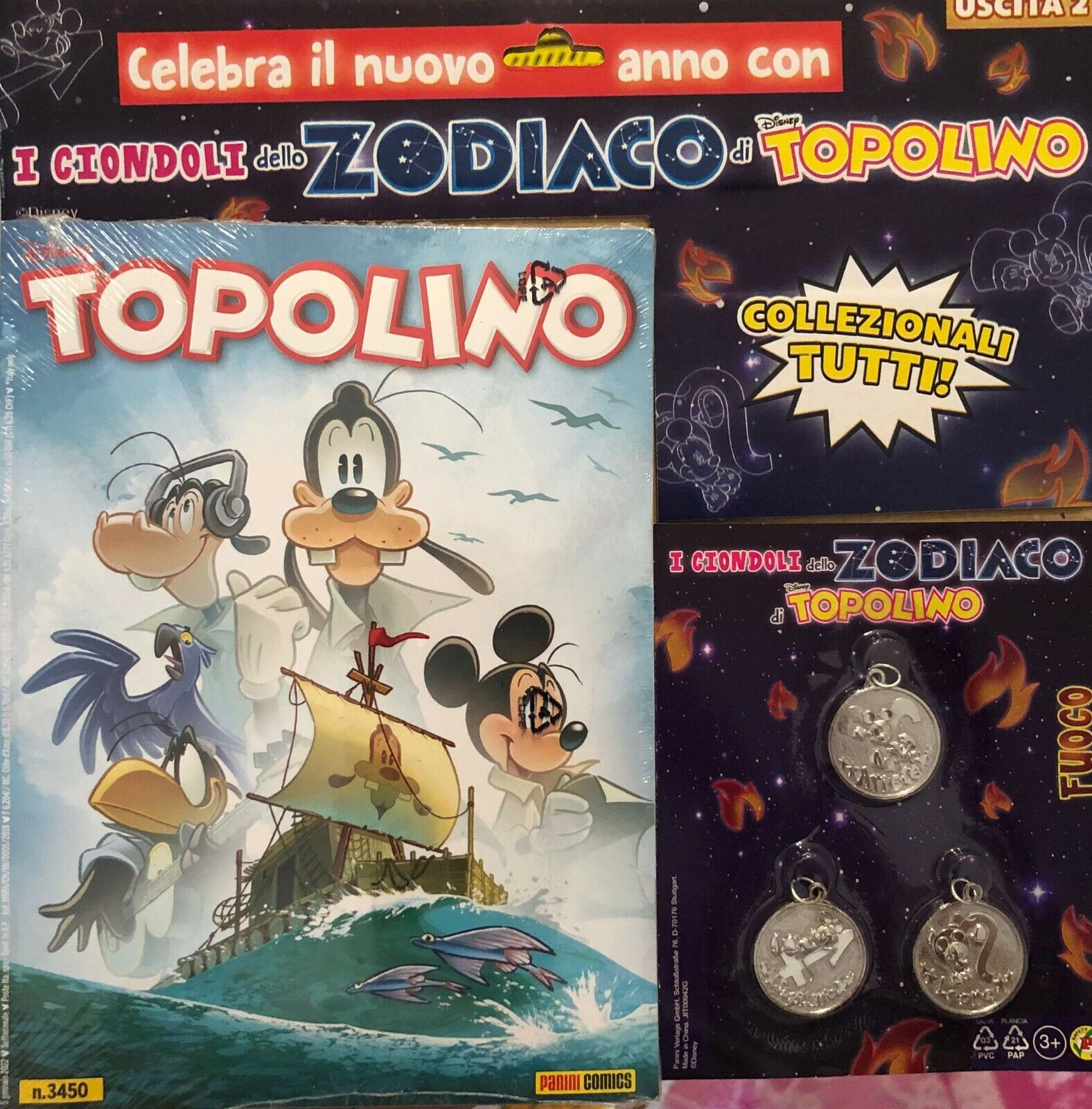 Topolino 3450+Ciondoli dello Zodiaco n. 2 di Walt Disney,  2022,  Panini