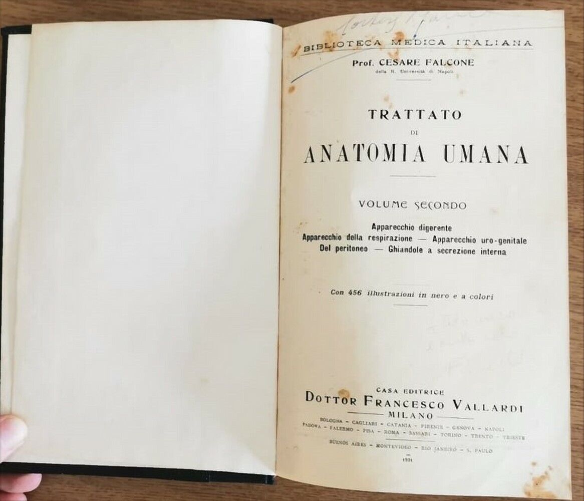 Trattato di anatomia umana vol. 2 - C. Falcone - Francesco Vallardi - 1931 - AR
