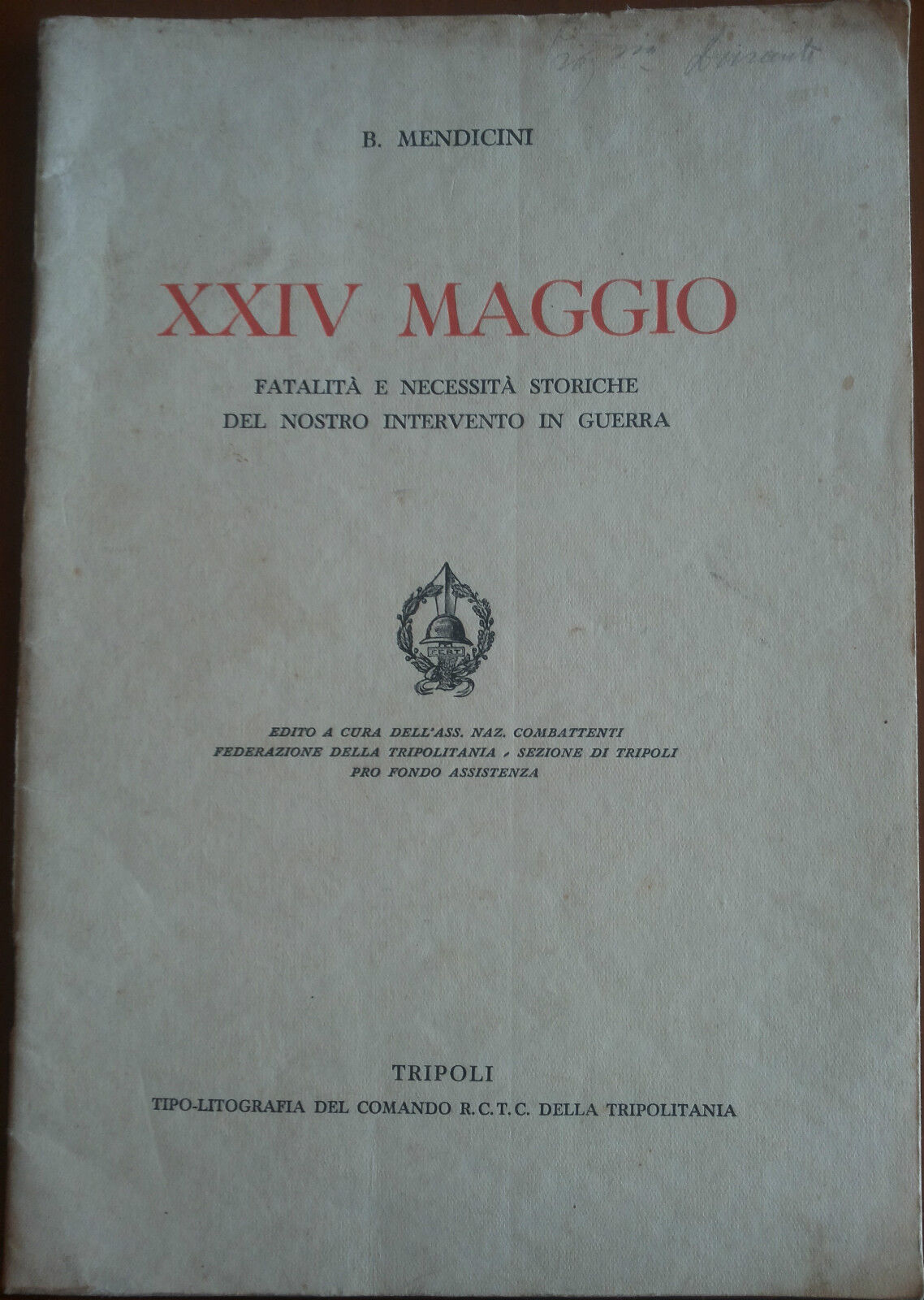 XXIV Maggio - B. Mendicini - Tripoli,1933 - A