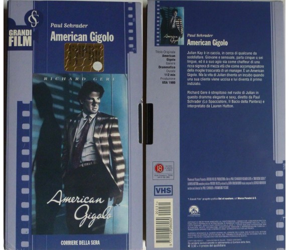 American Gigolò - VHS - Richard Gere- corriere della sera -F