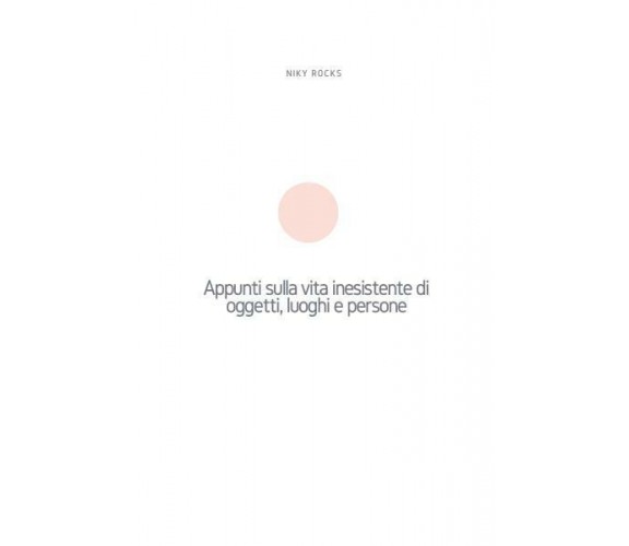 Appunti sulla vita inesistente di oggetti, luoghi e persone di Niky Rocks,  2022