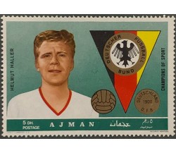  Francobollo Stamp Champions of Sport Helmut Haller 5 Dh Ajman 1970 USATO	 di Aa