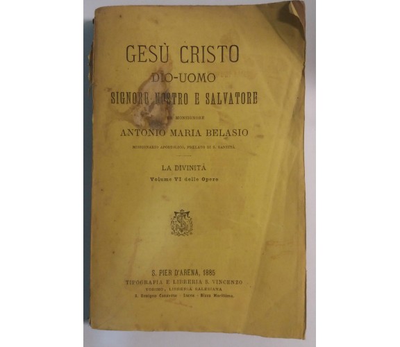 Gesù Cristo [...] Volume VI - Mons. Belasio - Tip. e Lib. S. Vincenzo - 1885 - G