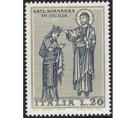 ITALIA -  FRANCOBOLLO ARTE NORMANNA IN SICILIA 20 LIRE 1974 -  nuovo