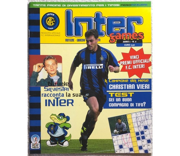 Inter games anno 1 n.2 di F.c. Internazionale,  2002,  Edizioni Play Press