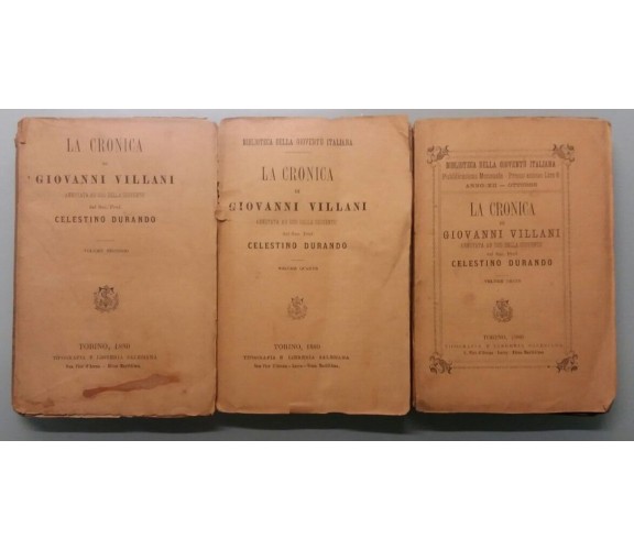 La Cronica di G. Villani, 3 volumi - G. Villani - Tip. e Lib. Sales. - 1880 - G