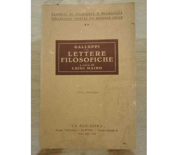 Lettere filosofiche - P. Galluppi - La Scaligera - 1941 - AR