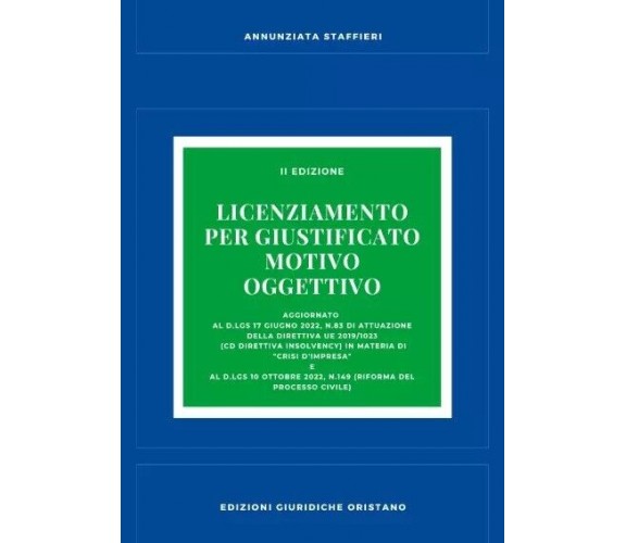 Licenziamento per giustificato motivo oggettivo di Annunziata Staffieri, 2023,