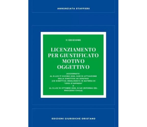 Licenziamento per giustificato motivo oggettivo di Annunziata Staffieri, 2023,