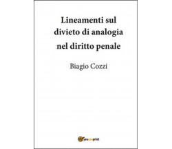 Lineamenti sul divieto di analogia nel diritto penale	 di Biagio Cozzi,  2015