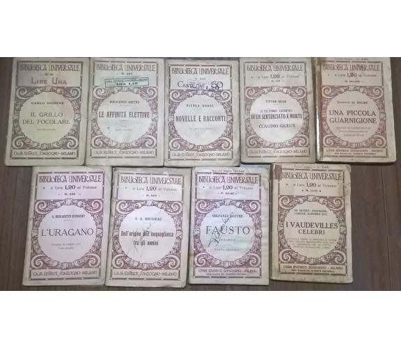 Lotto 9 Volumi BIBLIOTECA UNIVERSALE - Autori vari 1930 Ca