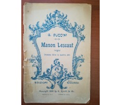 Manon Lescaut - G. Puccini - Ricordi  - 1893 M