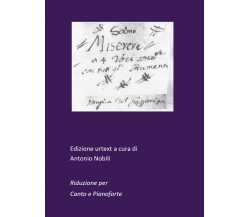 Miserere. Riduzione per canto e pianoforte di Antonio Nobili,  2019,  Youcanprin