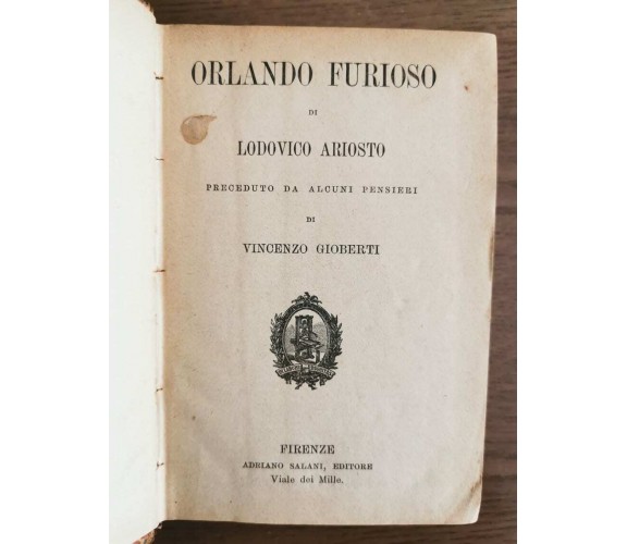 Orlando Furioso - L. Ariosto - Salani - 1913 - AR