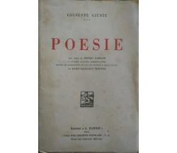 POESIE - GIUSEPPE GIUSTI - NOTE PIETRO FANFANI EDIZIONI BAIRON 1933