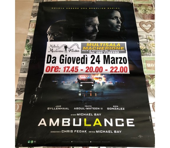 Poster locandina Ambulance 100x70 cm ORIGINALE da cinema 2022 CON DIFETTO di Mic