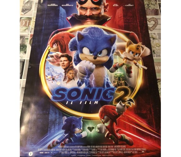 Poster locandina Sonic 2 100x70 cm ORIGINALE da cinema 2022 di Jeff Fowler, Eag