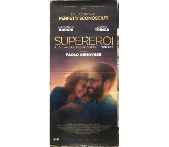 Poster locandina Supereroi 33x70 cm ORIGINALE da cinema 2021 di Paolo Genovese