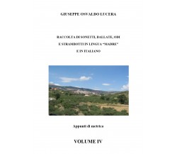 Raccolta di sonetti, ballate, odi e strambotti in lingua madre e in italiano. Vo