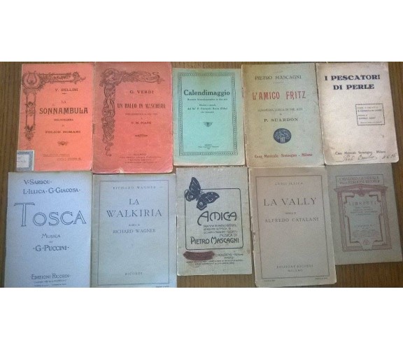 Stock 10 libretti musicali teatrali antichi fine '800, primi '900