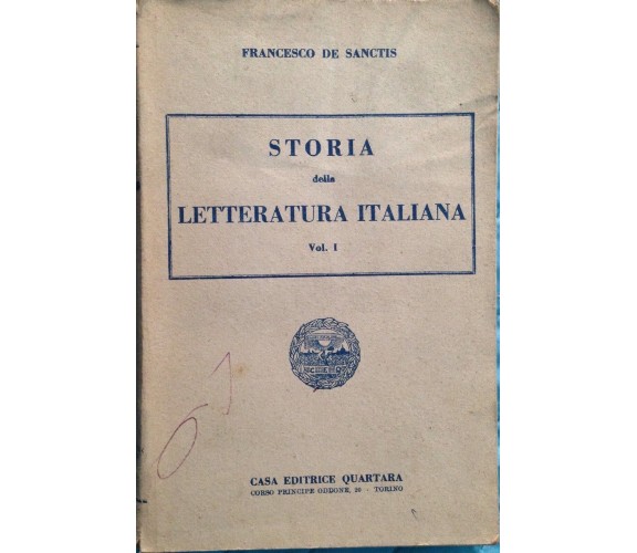 Storia della letteratura italiana - De Sanctis - Quartara - 1950 - MP