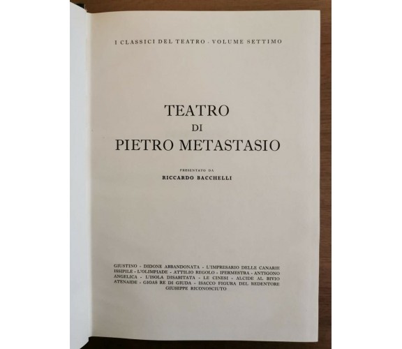 Teatro di Pietro Metastasio - AA. VV. - ERI - 1962 - AR