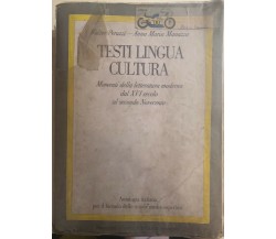 Testi lingua cultura di Peruzzi-manazza,  1987,  Bompiani