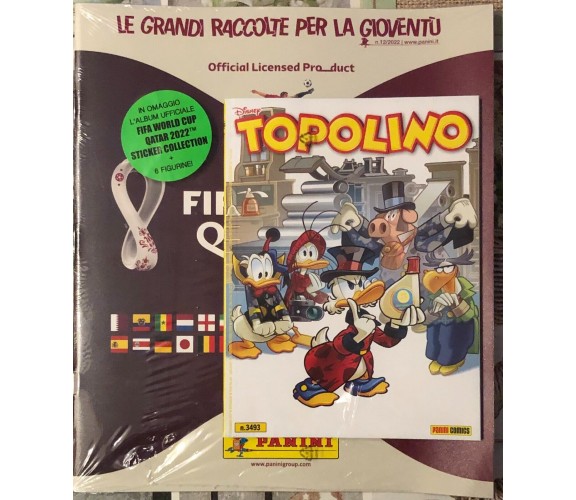  Topolino 3493+Album Fifa World Cup Qatar 2022+6 figurine di Walt Disney, 2022