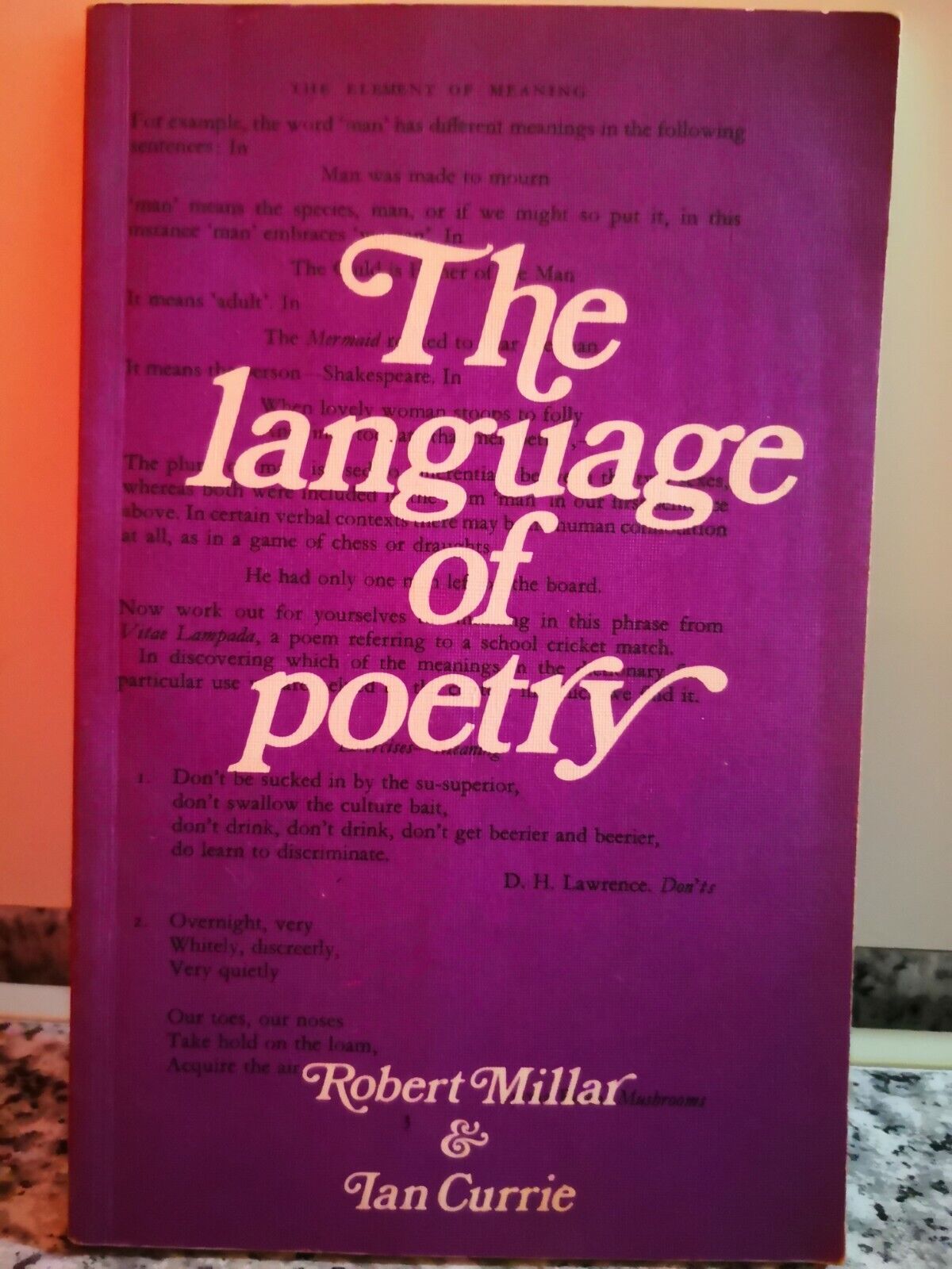 the language of poetry  di Robert Millar E Ian Currie,  1970,  Heinemann -F